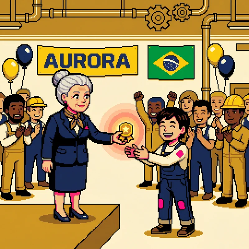 Helena entregando crachá dourado na cerimônia de formatura